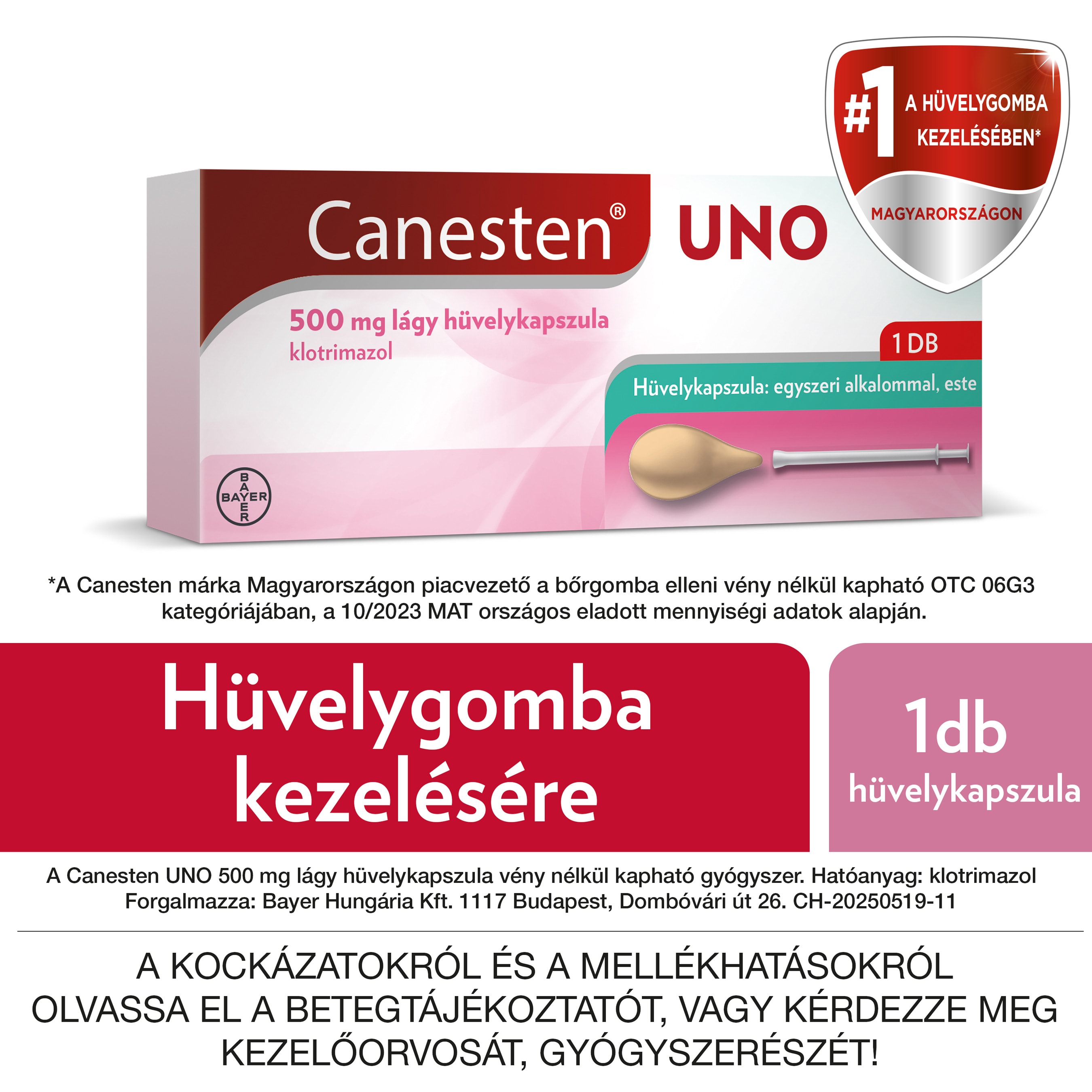 Canesten UNO 500 mg lágy hüvelykapszula